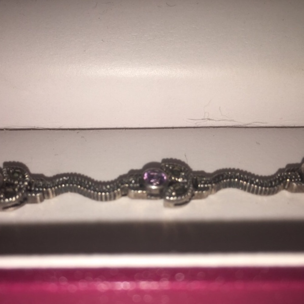 925 silver,purple amethyst and diamonds bracelet - Picture 7 of 9